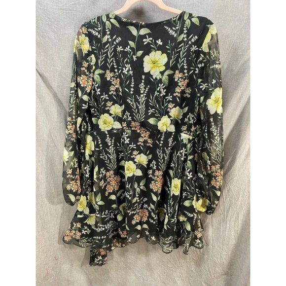 Forever 21 Shirt Womens Medium‎ Black Long Sleeve Floral Open Front Ladies. - Picture 5 of 8